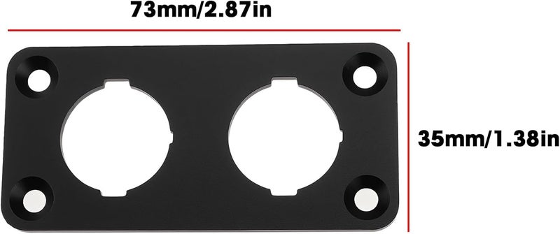 Briny River 2X Car Double Hole Round Switch Panel Aluminum Alloy 73x35x2.5mm for Car Truck Boat RV with Screws - Image 4